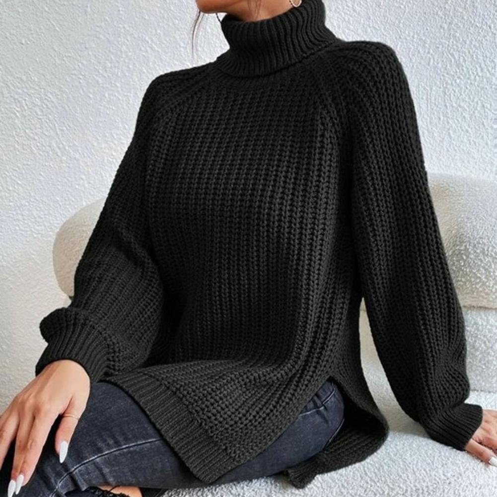 Velvèra – Klassischer Feinstrick-Rollkragenpullover für Damen-Schwarz-S-HauteBerlin