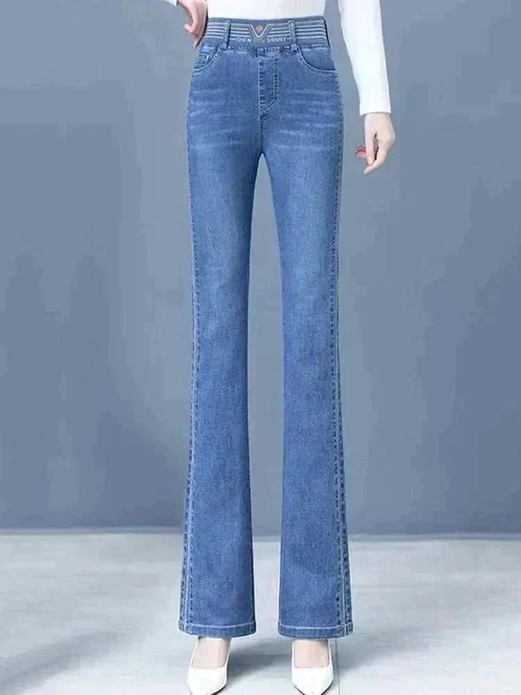 Vintessa – Damen Stretch-Jeans im Vintage-Look mit Hohem Bund-Hellblau-XS (34)-HauteBerlin