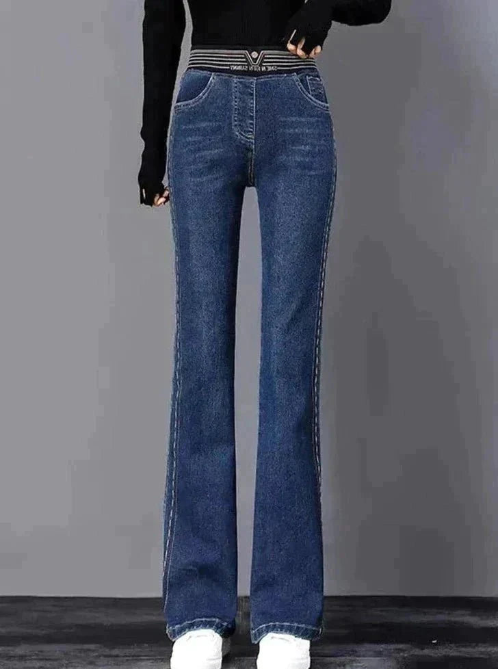 Vintessa – Damen Stretch-Jeans im Vintage-Look mit Hohem Bund-Dunkelblau-XS (34)-HauteBerlin