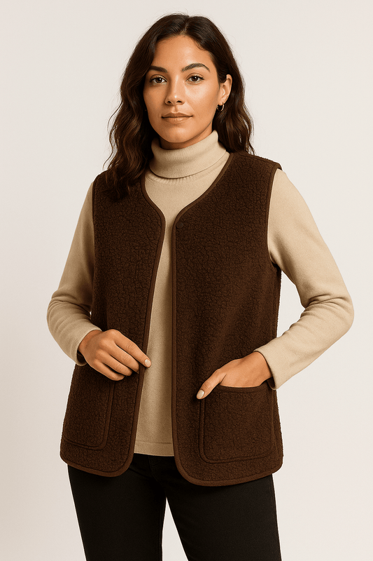 Teddyweste – Fleece-Weste für Damen mit lockerer Passform