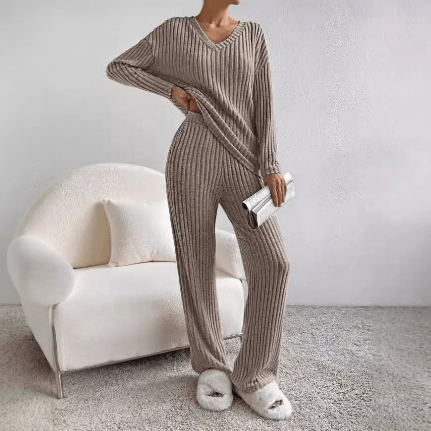Velmira – Zweiteiliges Damen Lounge-Set mit Weichem Stoff & Bequemer Passform-Grau-S-HauteBerlin