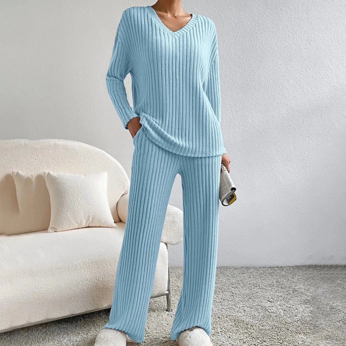 Velmira – Zweiteiliges Damen Lounge-Set mit Weichem Stoff & Bequemer Passform-Türkis-S-HauteBerlin