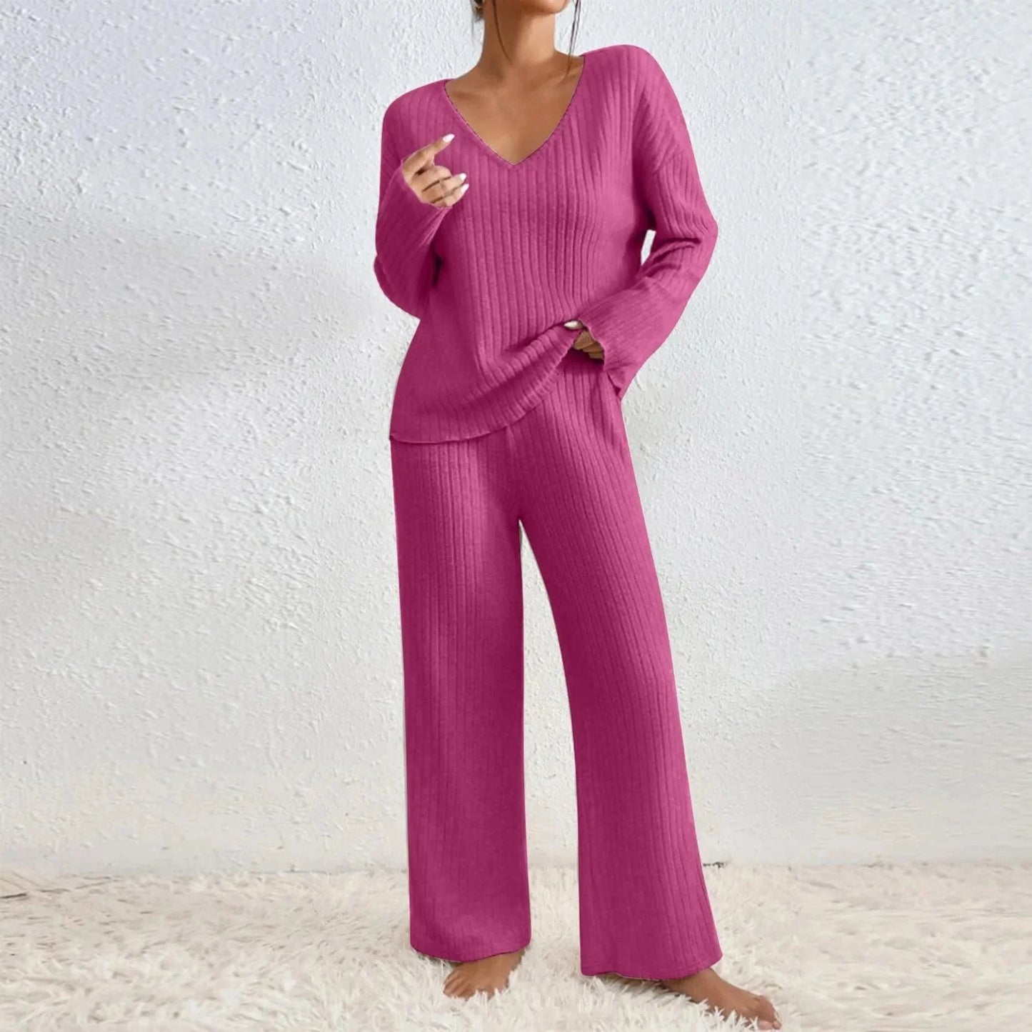 Velmira – Zweiteiliges Damen Lounge-Set mit Weichem Stoff & Bequemer Passform-Rosa-S-HauteBerlin