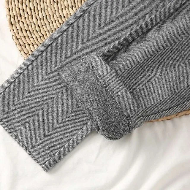 Élivine – Hoch taillierte Damen Tweed-Hose mit Klassischem Schnitt & Struktur-Grau-S-HauteBerlin