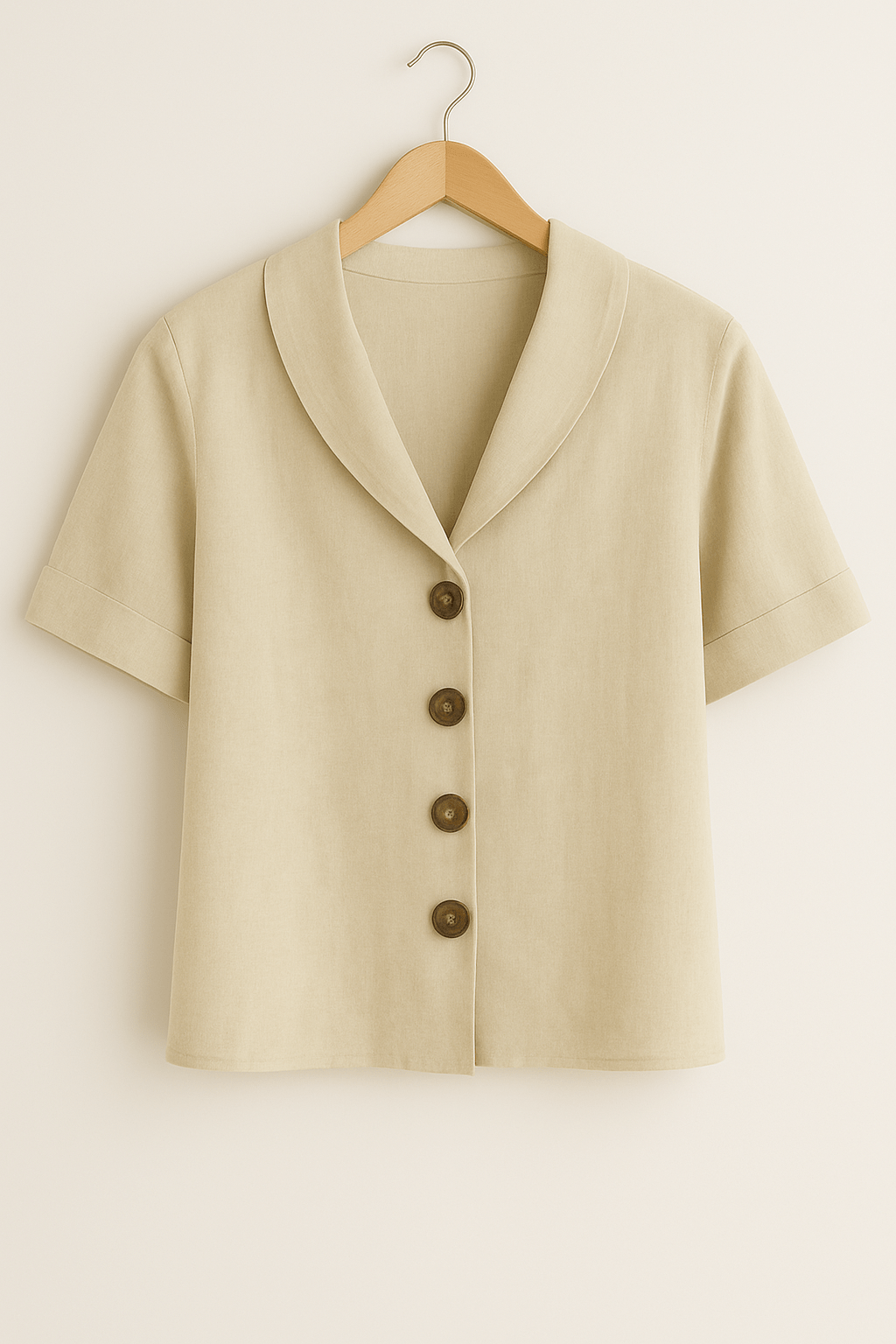 Kurzarm-Bluse | Kragen | V-Ausschnitt | Button-Up Bluse | Damenbluse