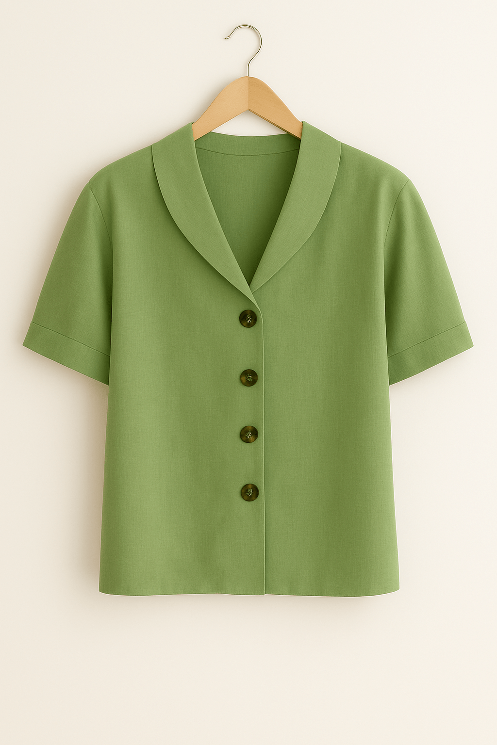 Kurzarm-Bluse | Kragen | V-Ausschnitt | Button-Up Bluse | Damenbluse