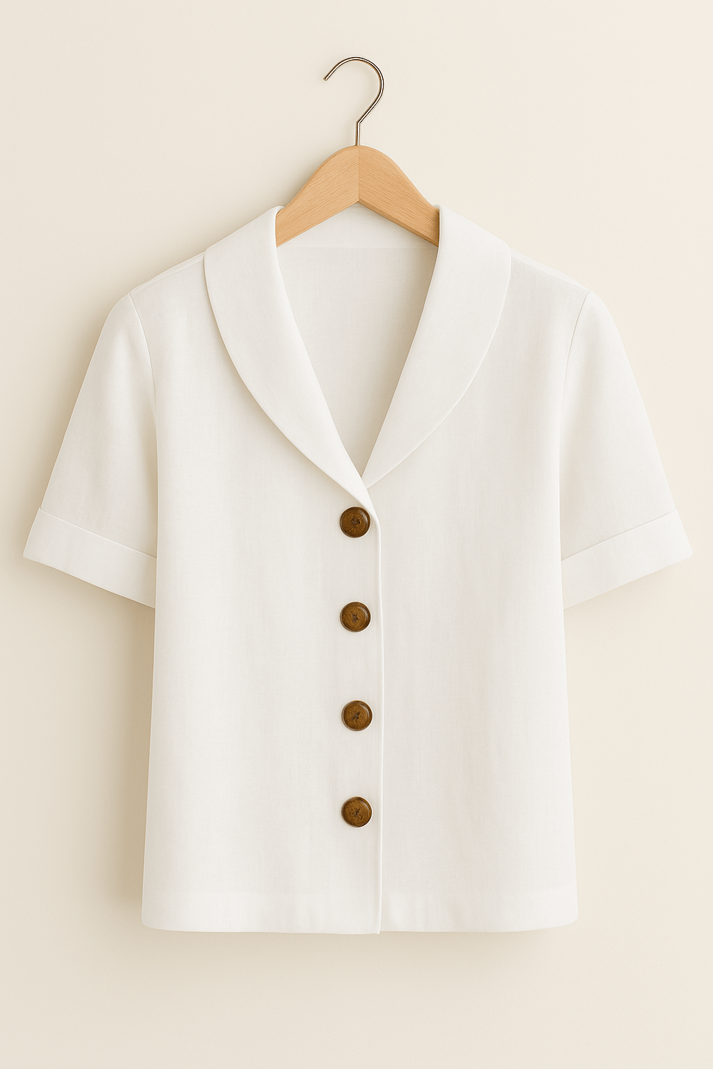 Kurzarm-Bluse | Kragen | V-Ausschnitt | Button-Up Bluse | Damenbluse