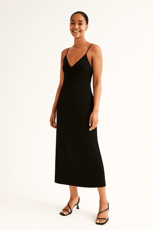 Mittellanges Kleid – Elegantes Sommerkleid mit Spaghettiträgern