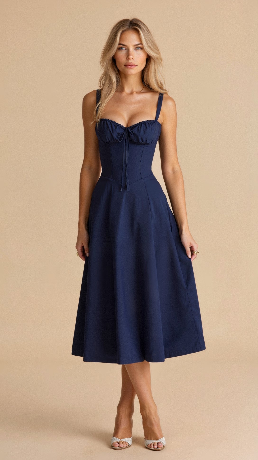 Vereluna – Figurbetontes Damen Korsett-Midikleid mit Elegantem Schnitt-Marineblau-S-HauteBerlin