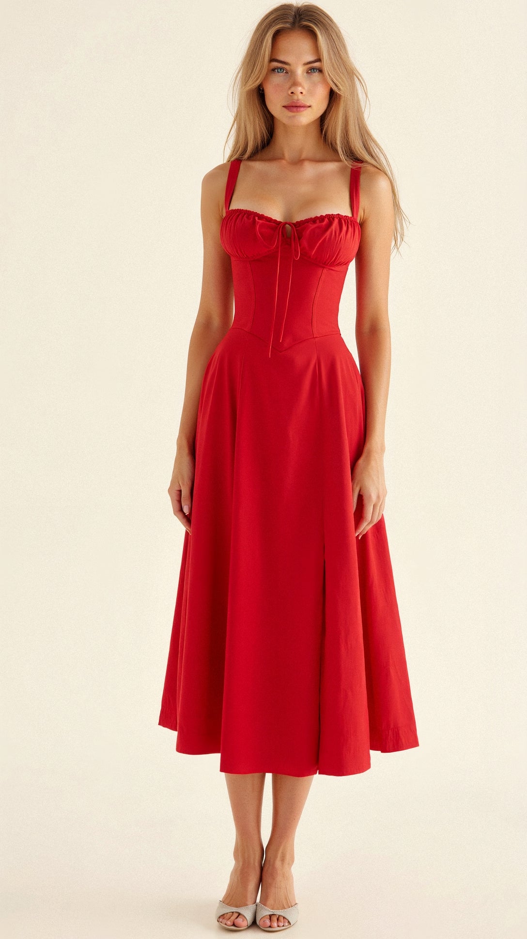 Vereluna – Figurbetontes Damen Korsett-Midikleid mit Elegantem Schnitt-Rot-S-HauteBerlin
