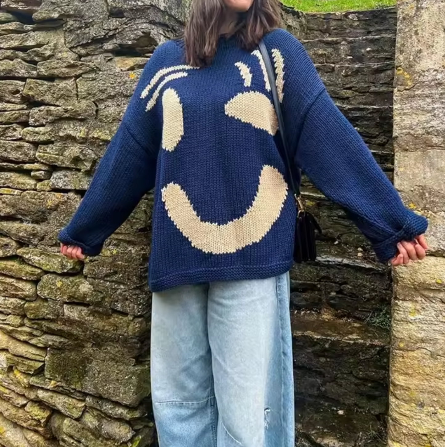 Vimi - Strickpullover aus Baumwolle in Übergröße-Marineblau-S-HauteBerlin